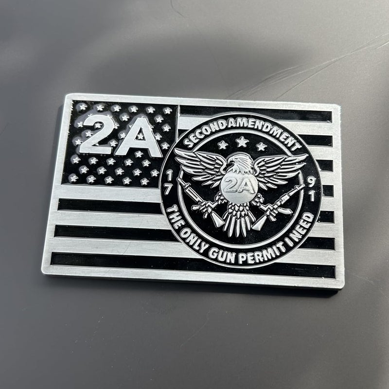 LWQLZY 2A Second Amendment Eagle Car Emblem – Metal 3D Design with ‘Second Amendment’ Text, 3M Adhesive – Patriotic Auto Badge for Car, Truck, Motorcycle, Window, or Door (2A US Flag) - Image 3